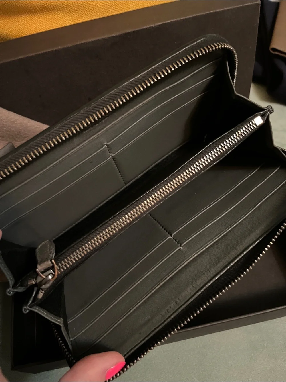 Bottega Veneta Black Intrecciato Zip Around Wallet